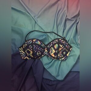 Coral Bay Bandeau Bikini Top Removable Strap swim beach vacation xl